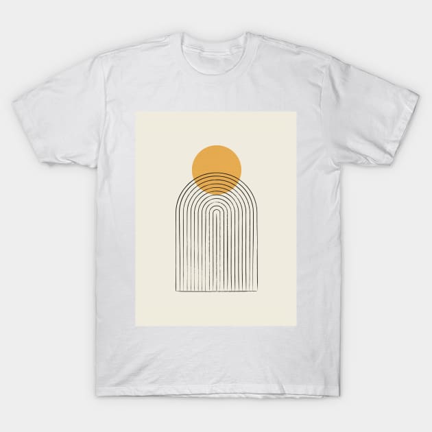 Sun mountain abstract - Mid century modern T-Shirt by moonlightprint